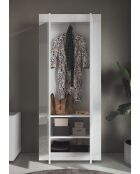 Bari - Armario de pasillo con 2 puertas lacado en blanco brillante, perchero y 2 estantes, 78 x 186,5 x 34,5 cm