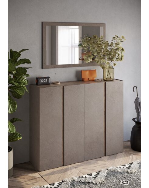 Ferrara - Contenitore a 2 ante con 10 ripiani regolabili bronzo e rovere mercurio - 140x111x35 cm