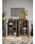 Ferrara - Contenitore a 2 ante con 10 ripiani regolabili bronzo e rovere mercurio - 140x111x35 cm