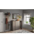 Ferrara - Contenitore a 2 ante con 10 ripiani regolabili bronzo e rovere mercurio - 140x111x35 cm