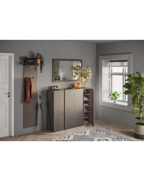 Ferrara - Contenitore a 2 ante con 10 ripiani regolabili bronzo e rovere mercurio - 140x111x35 cm