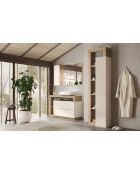 Ancona - Colonna portaoggetti da bagno 1 anta + 4 ripiani facciata laccata lucida in rovere kadiz cachemire - 50x189x33 cm