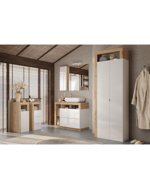 Ancona - Opbergmeubel voor de badkamer met 3 laden Mercury Oak Mercury Oak Hoogglans gelakt kasjmier gevel - 35x78x35 cm