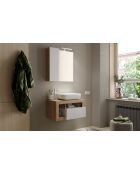 Ancona - Hängendes Badmöbel aus Kadiz-Eiche und glänzend lackiertem Kaschmir - 1 Schublade + 2 Nischen + Aufsatzwaschbecken - 79x47x49 cm