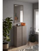 Ferrara - Contenitore a 2 ante con 5 ripiani regolabili bronzo e rovere mercurio - 70x111x35 cm