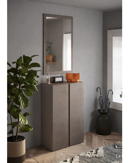 Ferrara - Contenitore a 2 ante con 5 ripiani regolabili bronzo e rovere mercurio - 70x111x35 cm