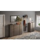 Ferrara - Contenitore a 2 ante con 5 ripiani regolabili bronzo e rovere mercurio - 70x111x35 cm