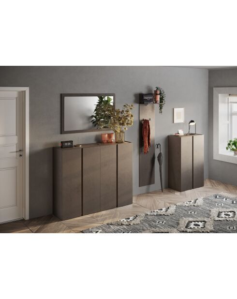 Ferrara - Contenitore a 2 ante con 5 ripiani regolabili bronzo e rovere mercurio - 70x111x35 cm