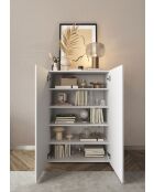 Villarica - Mobile contenitore alto 2 ante laccato bianco lucido serigrafato e specchio - 4 ripiani - 78x115,5x36 cm