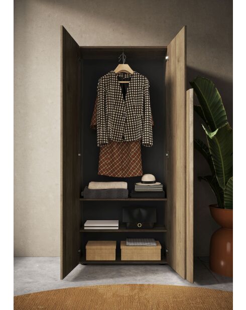 Jessie - Armadio da ingresso 2 ante in rovere mercurio - asta appendiabiti + 2 ripiani - 78x187x32 cm