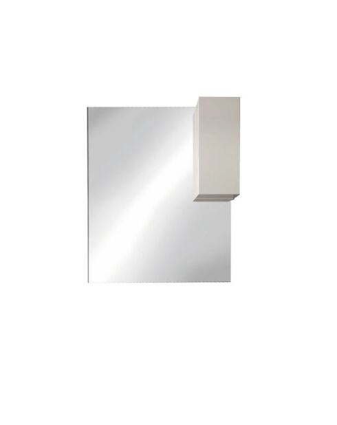 Espejo LED Sienna con columna integrada, 1 puerta de 30 cm de alto, lacado blanco brillante, 100 x 110 x 18 cm
