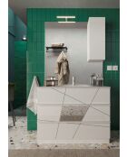 Espejo LED Sienna con columna integrada, 1 puerta de 30 cm de alto, lacado blanco brillante, 100 x 110 x 18 cm