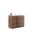 Jessie - Badkamermeubel op eikenhouten poten van Mercure - 3 laden + geïntegreerde keramische wastafel - 101x86x47 cm