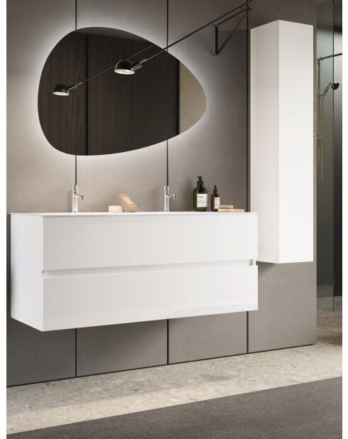 Sienna - Zuil met 1 deur, te plaatsen in glanzend wit gelakt - Push Pull System H 138 cm - 25x138x26 cm