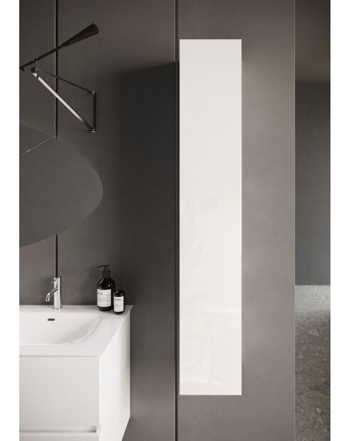 Sienna - Zuil met 1 deur, te plaatsen in glanzend wit gelakt - Push Pull System H 138 cm - 25x138x26 cm