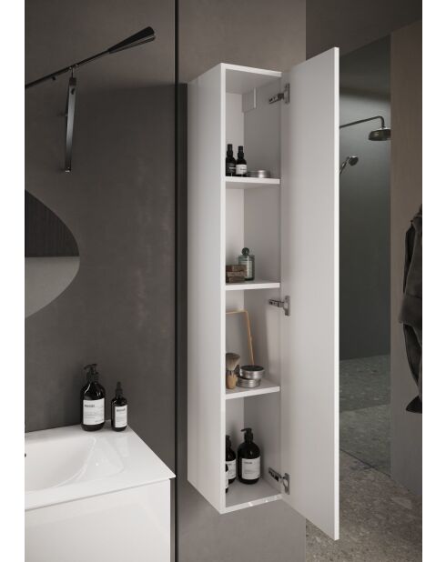 Sienna - Zuil met 1 deur, te plaatsen in glanzend wit gelakt - Push Pull System H 138 cm - 25x138x26 cm