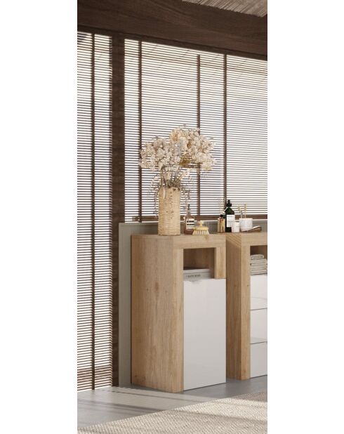 Ancona - Badezimmerschrank mit 1 Tür aus Kadiz-Eiche, glänzend lackierte Kaschmirfront - 35x78x35 cm