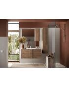 Ancona - Mobile da bagno 3 cassetti in rovere kadiz laccato lucido frontale in cashmere - 35x78x35 cm