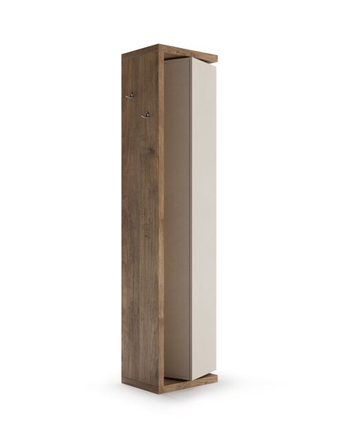 Ancona - Columna de almacenamiento de baño giratoria de 1 puerta y 5 estantes, fachada de cachemir lacada en roble mercurio, 45 x 185 x 40 cm
