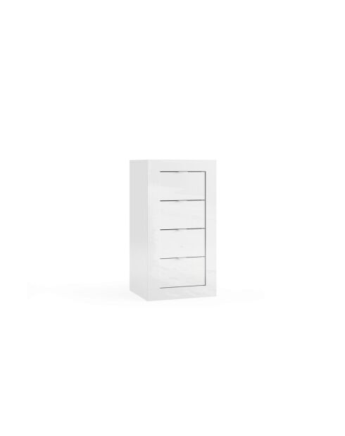 Bari - Meuble de rangement salle de bain 4 tiroirs blanc laqué brillant - 42x78x35 cm
