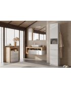 Ancona - Mobile da bagno 3 cassetti in rovere kadiz con frontale laccato bianco lucido - 64x78x35 cm