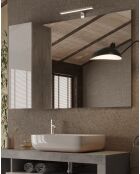 Ancona - Miroir Led avec Colonne Integrée 1 porte H30 cm Béton & laqué brillant - 110x75x18 cm