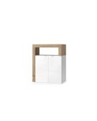 Ancona - Mobile da bagno 2 ante in rovere kadiz laccato bianco lucido frontale - 64x78x35 cm