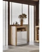 Ancona - Mobile da bagno 2 ante in rovere kadiz laccato bianco lucido frontale - 64x78x35 cm