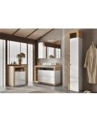 Ancona - Badkameropbergkolom 1 deur + 5 planken kadiz eikenwit glanzend gelakt front - 35x188x35 cm