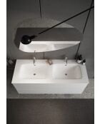 Sienna Hängeschrank, weiß, glänzend lackiert, 2 Schubladen und integriertes Doppelwaschbecken aus Keramik, 122 x 53 x 47 cm