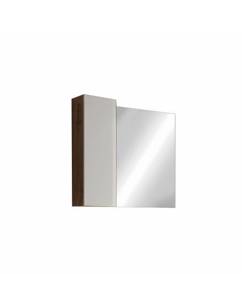 Ancona - Miroir Led avec Colonne Integrée 1 porte H30 cm chêne kadiz & Cachemire laqué brillant - 92x75x18 cm