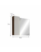 Ancona - Miroir Led avec Colonne Integrée 1 porte H30 cm chêne kadiz & Cachemire laqué brillant - 92x75x18 cm