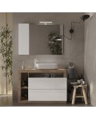 Ancona - Badmöbel auf Beinen aus Kadiz-Eiche und glänzend lackiert - 2 Schubladen + 3 Nischen + Aufsatzwaschbecken - 110x79x49 cm