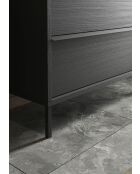 Syracuse - Meuble salle de bain sur pieds Frêne Noir - 2 tiroirs + vasque à poser en céramique - 105x78x43 cm