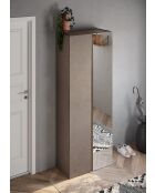 Ferrara - Armadio a 2 ante con specchio e 10 ripiani regolabili in bronzo e rovere mercurio - 70x185x35 cm