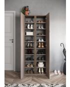 Ferrara - Armadio a 2 ante con specchio e 10 ripiani regolabili in bronzo e rovere mercurio - 70x185x35 cm