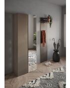 Ferrara - Armadio a 2 ante con specchio e 10 ripiani regolabili in bronzo e rovere mercurio - 70x185x35 cm