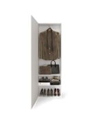Villarica - Armadio da ingresso con 1 anta laccata lucida serigrafia bianca e specchio - Asta appendiabiti + 2 ripiani - 78x186,5x31 cm
