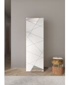 Villarica - Armadio da ingresso con 1 anta laccata lucida serigrafia bianca e specchio - Asta appendiabiti + 2 ripiani - 78x186,5x31 cm