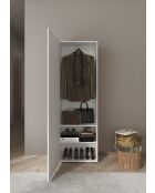 Villarica - Armadio da ingresso con 1 anta laccata lucida serigrafia bianca e specchio - Asta appendiabiti + 2 ripiani - 78x186,5x31 cm