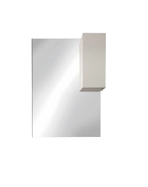 Espejo LED Sienna con columna integrada, 1 puerta de 30 cm de alto, lacado en blanco brillante, 80 x 110 x 18 cm