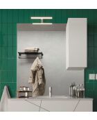 Sienna - Specchio a led con colonna integrata 1 anta H30 cm Laccato bianco lucido - 80x110x18 cm