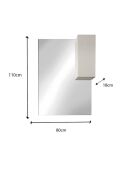 Sienna - Specchio a led con colonna integrata 1 anta H30 cm Laccato bianco lucido - 80x110x18 cm