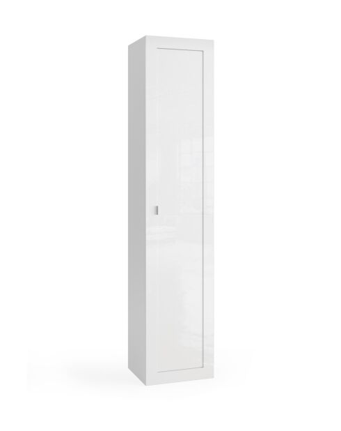 Bari - Colonne de rangement salle de bain 1 porte + 5 étagères blanc laqué brillant - 40x195x35 cm