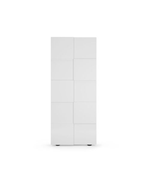 Damiano - Armadio da corridoio 2 ante Laccato lucido bianco - Appendiabiti + 2 ripiani - 78x115,5x36 cm