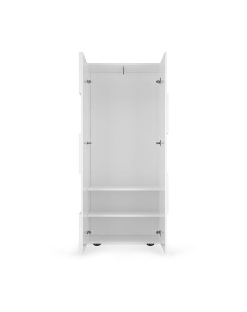 Damiano - Armadio da corridoio 2 ante Laccato lucido bianco - Appendiabiti + 2 ripiani - 78x115,5x36 cm