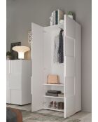 Damiano - Korridorschrank 2 Türen Weiß glänzend lackiert - Kleiderstange + 2 Ablagen - 78x115,5x36 cm