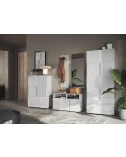 Damiano - Korridorschrank 2 Türen Weiß glänzend lackiert - Kleiderstange + 2 Ablagen - 78x115,5x36 cm