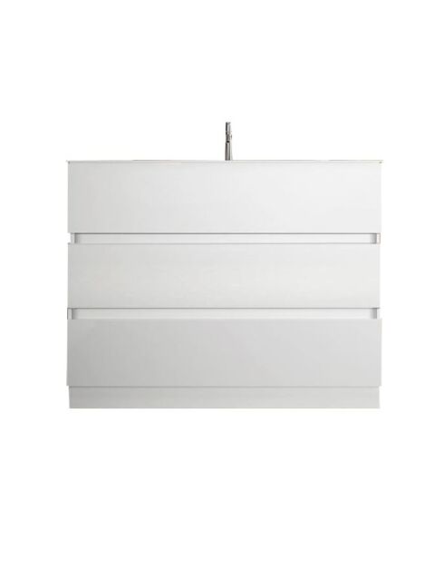 Sienna - Badkamermeubel op glanzend wit gelakte poten - 3 laden + geïntegreerde keramische wastafel - 82x86x47 cm