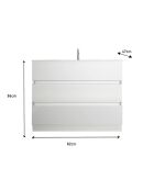 Sienna - Meuble salle de bain sur pieds laqué brillant blanc - 3 tiroirs + vasque integrée en céramique - 82x86x47 cm